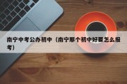 南宁中考公办初中（南宁那个初中好要怎么报考）